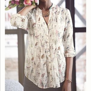 RARE Maeve Anthropologie Bird print blouse